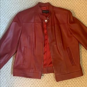 Red leather jacket by SIENA STUDIO